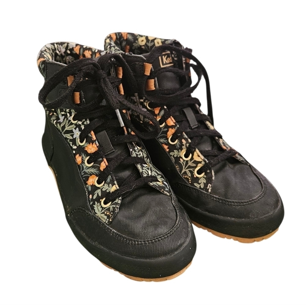 Keds Rifle X Paper Co Hightop Lace Up Sneakers Black Floral Size 5.5